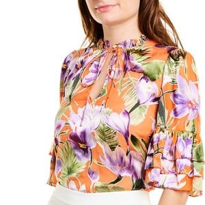 Julius Tie-neck Floral-print Burnout Satin Blouse